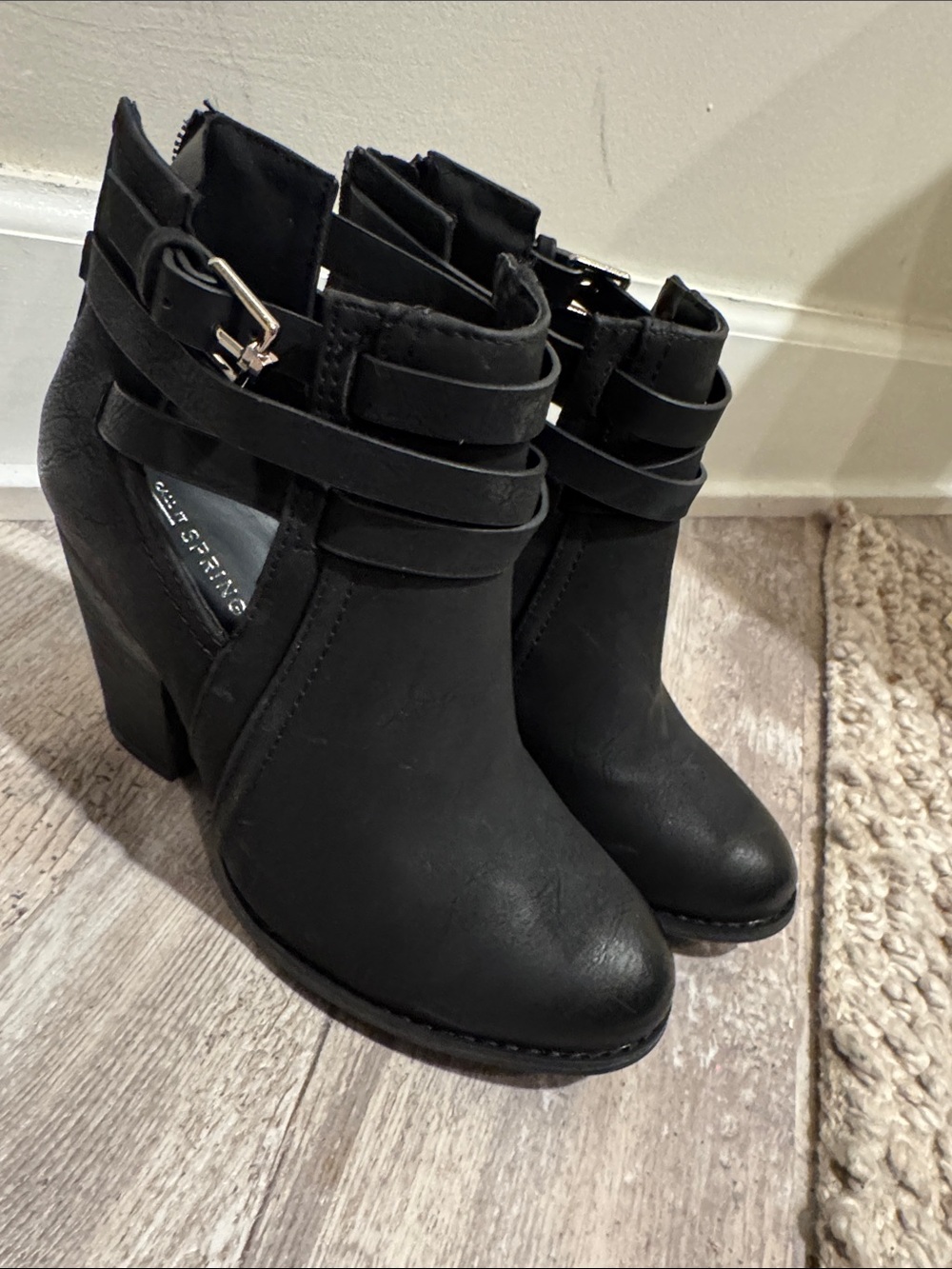 Call It Spring Black Strappy Buckle Heeled Ankle Boots